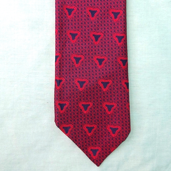 Hartford Quality mens necktie red blue acetate Authentic Vintage tie - Picture 2 of 5